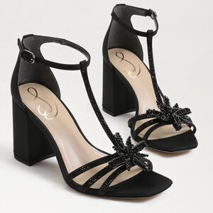 Sam Edelman Donnie‎ Block Heeled Sandals Black Size 8.5 M Rhinestone Embe…